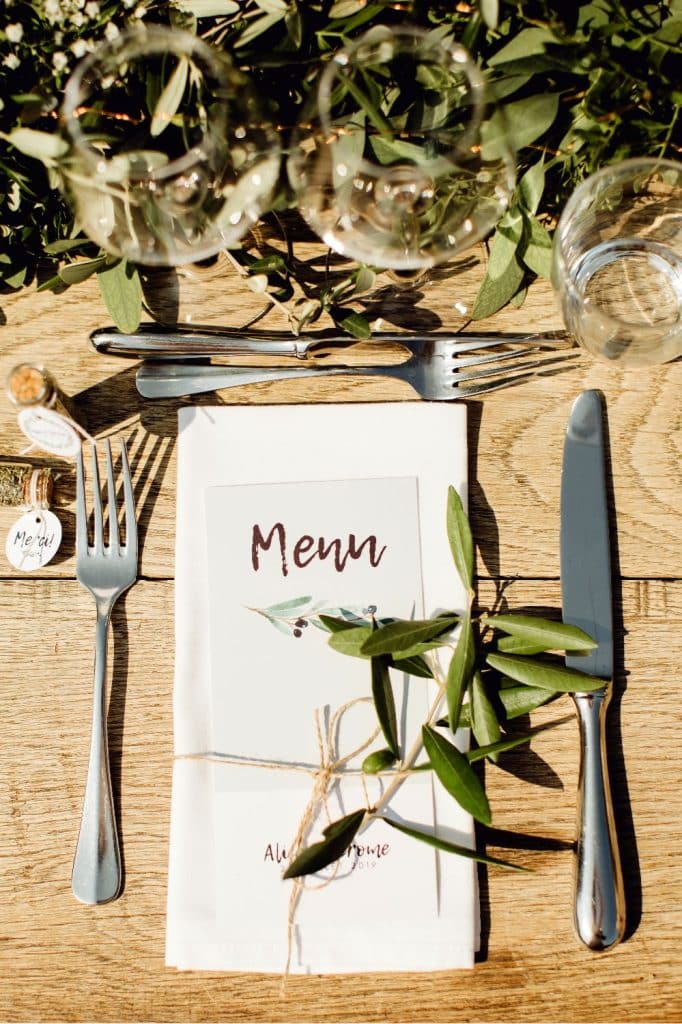 menu diy mariage olivier