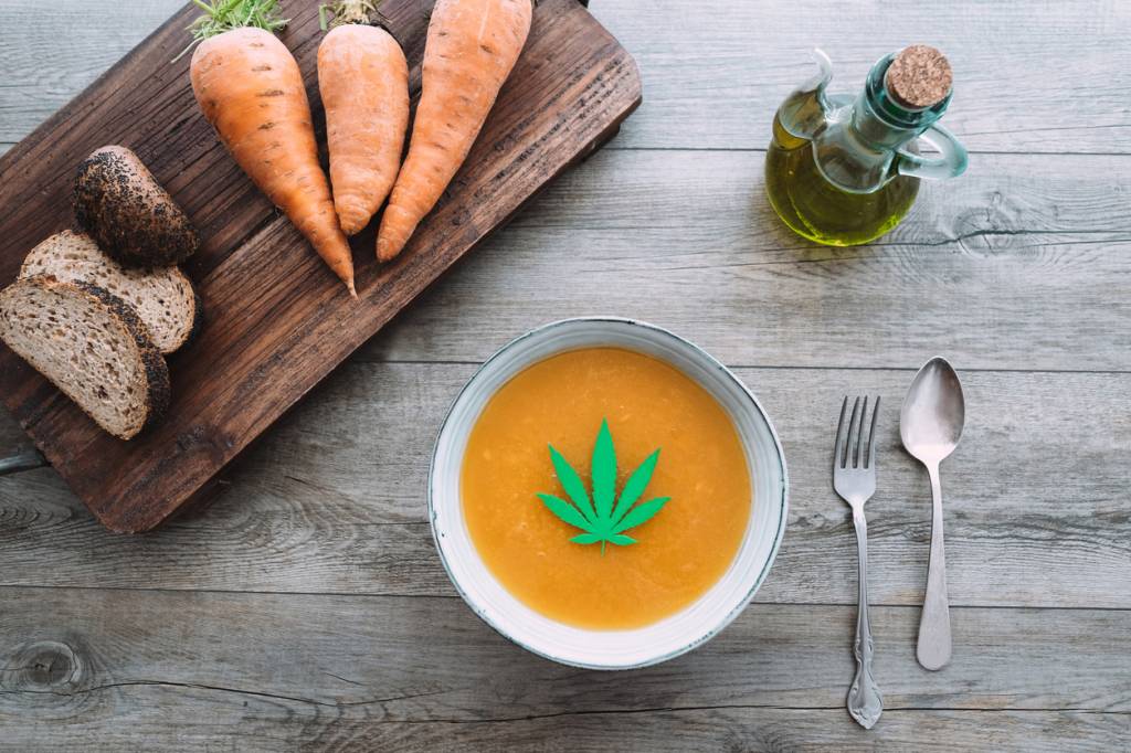 Huile CBD cuisine cannabidiol cuisiner bien-être plats produit chanvre consommation