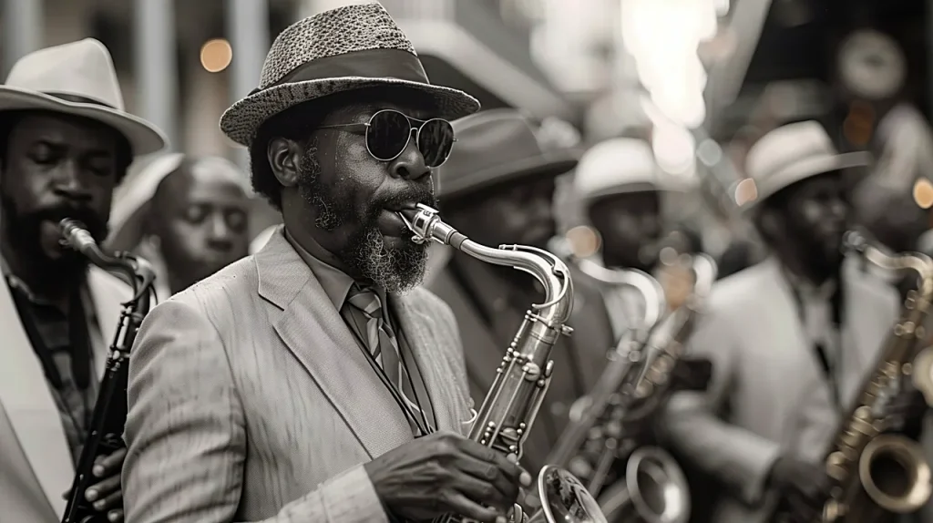homme noir qui joue du jazz dans les rues de nouvelles orléans