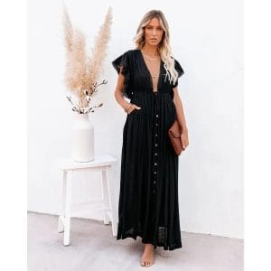 Robe longue bohème noire