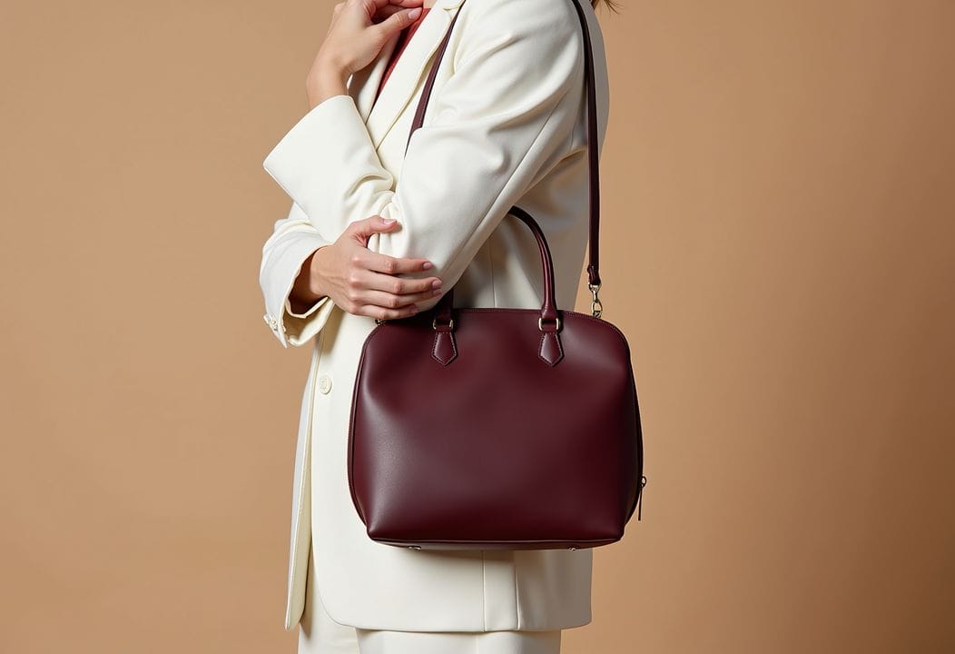 sac en cuir rouge avec bandouliere
