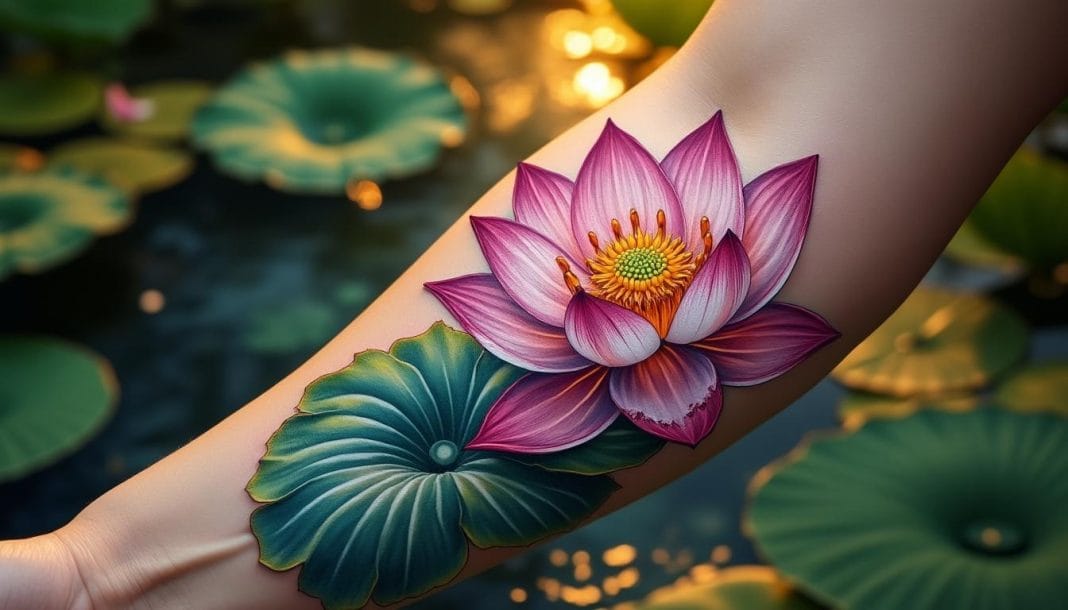 Fleur de lotus : symbolique et signification derrière ce tatouage découvrez la symbolique profonde de la fleur de lotus et la signification unique de ce tatouage inspirant, porteur de renaissance, de pureté et de spiritualité.