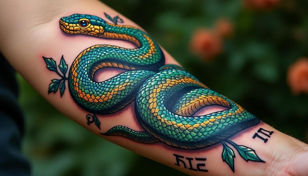 Tatouage serpent : quelle est la signification spirituelle ? découvrez la signification spirituelle du tatouage serpent : symbolisme, transformation, renouveau et pouvoirs mystiques expliqués pour donner du sens à votre futur tatouage.