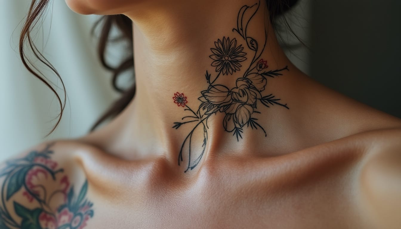 Tatouage Nuque Femme Fleur